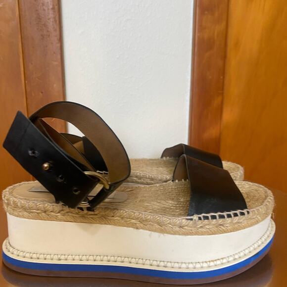 Stella McCartney Black White Tan Blue Espadrilles Ankle Strap  6.5 - Picture 6 of 16